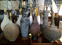 Lee Rosen for Design-Technics Style Terracotta & Black Pottery Table Lamp