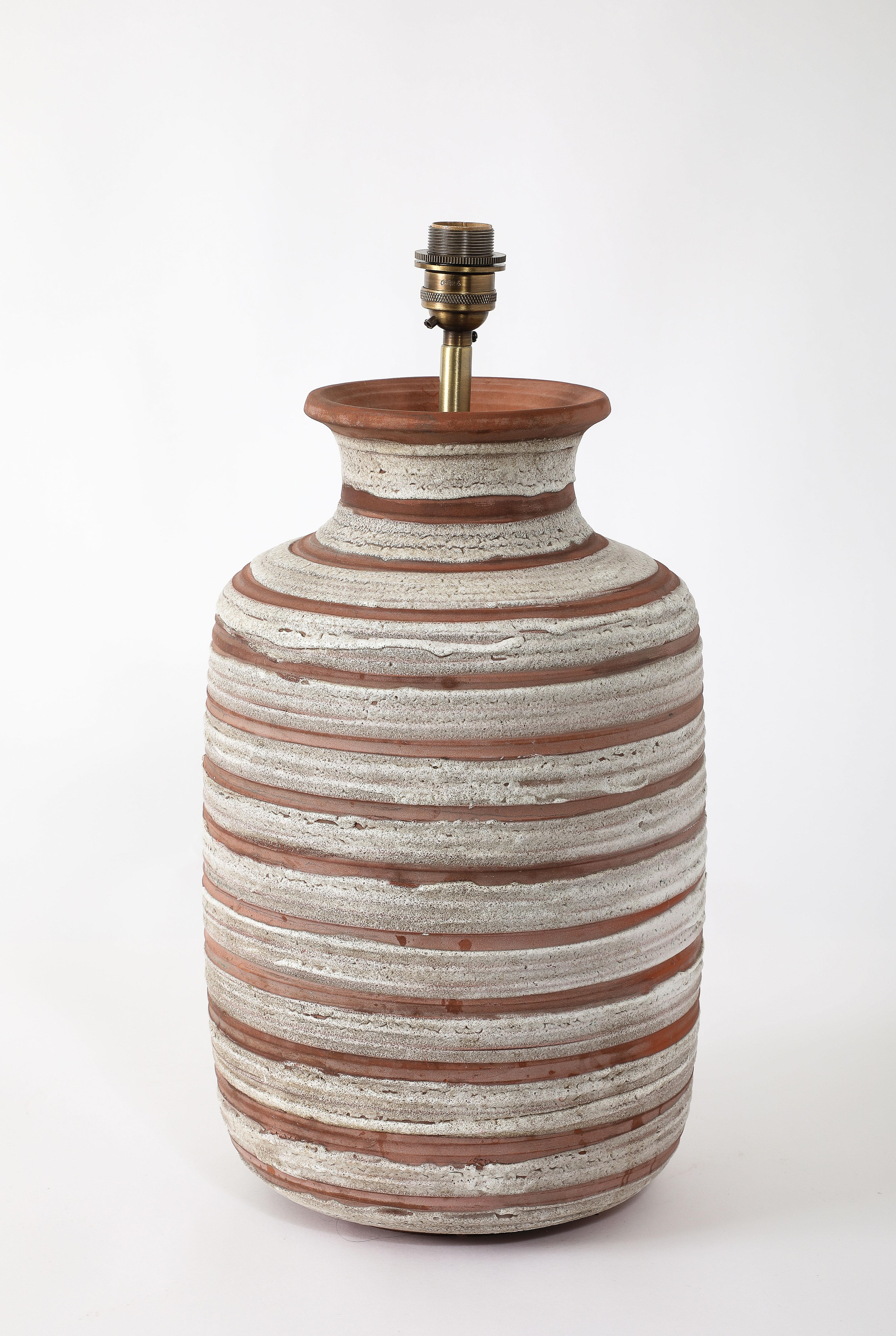 Terracotta Lee Rosen Table Lamp, USA 1950's For Sale