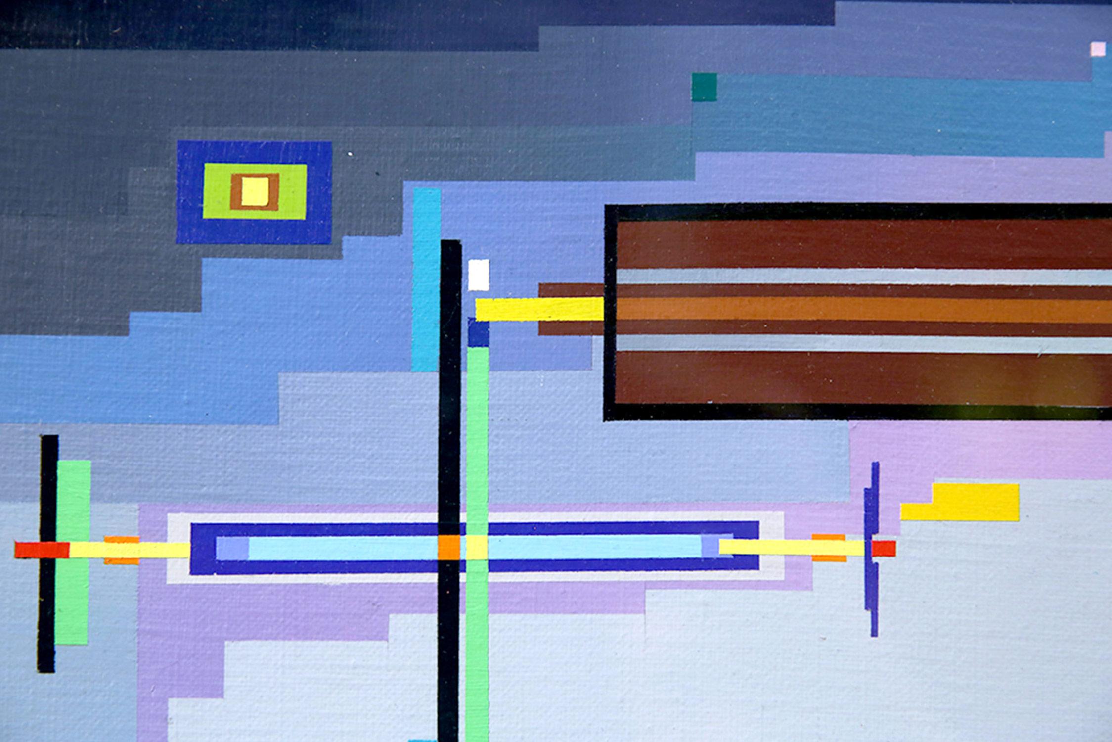 „City in the Spring TimeMaybe“ Geometrisches Gemälde auf Leinwand im Joseph Albers-Stil auf Leinwand (Grau), Abstract Painting, von Lee Sang Yeop