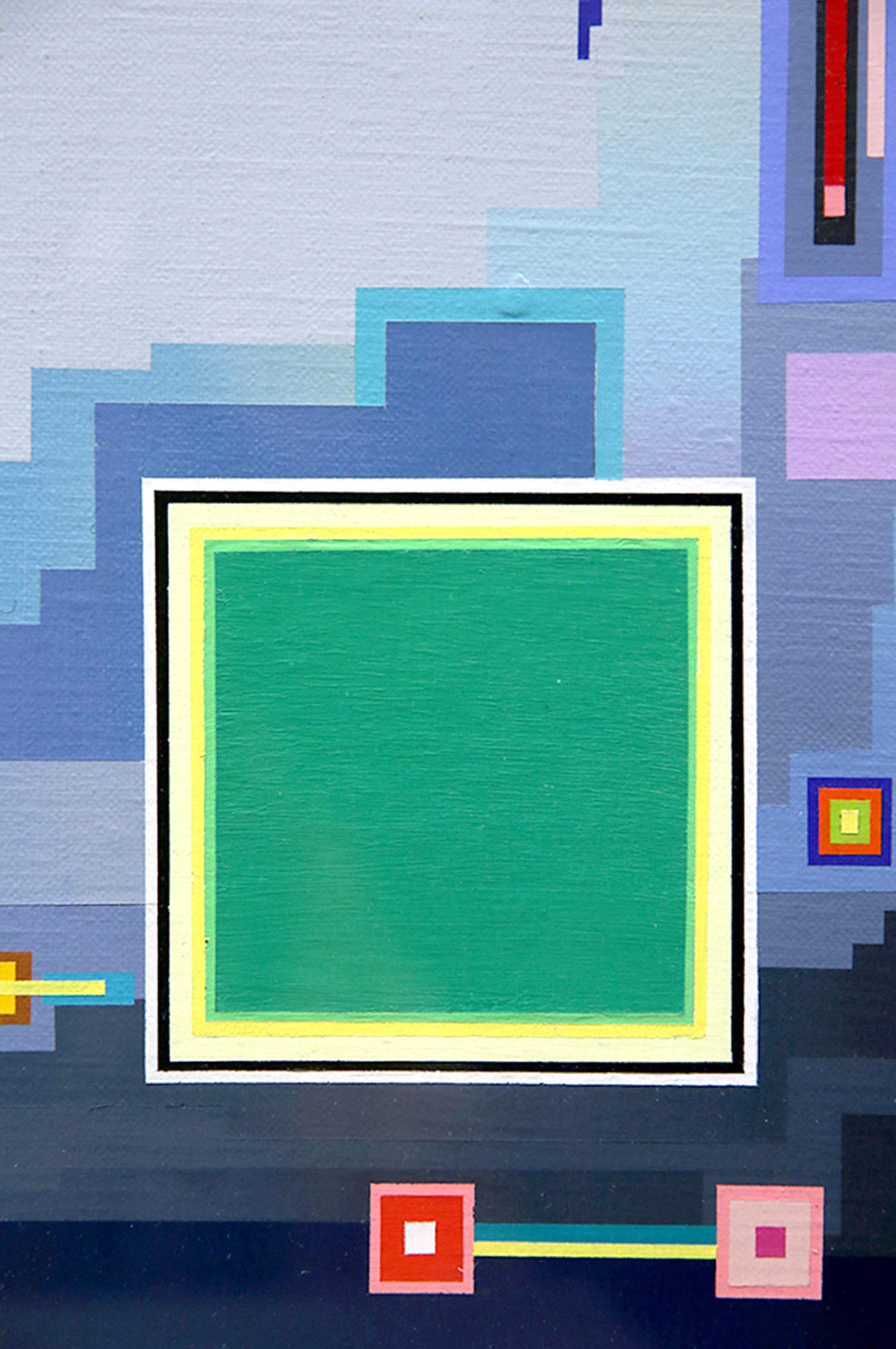 „City in the Spring TimeMaybe“ Geometrisches Gemälde auf Leinwand im Joseph Albers-Stil auf Leinwand im Angebot 2