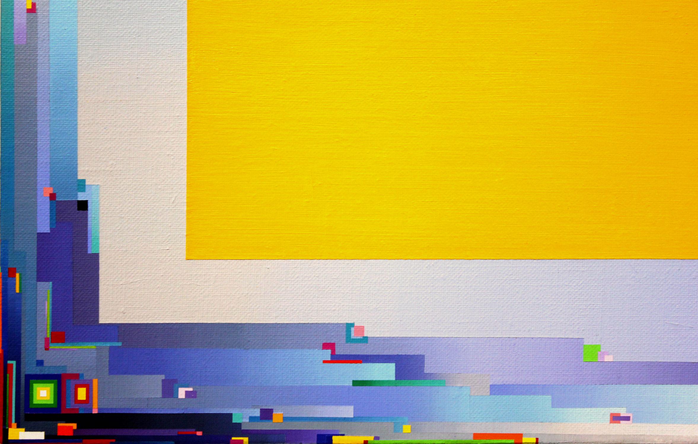 „Stadtlandschaft Gelb Tief“ Gemälde in Mischtechnik auf Leinwand von Joseph Albers – Painting von Lee Sang Yeop