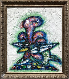 "Coq-imperial (Gallo Aura Verde)" Pintura contemporánea en técnica mixta sobre lienzo
