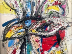 "Coq-imperial (Rooster with Colors)" Contemporary Mixed Media Painting on Wood