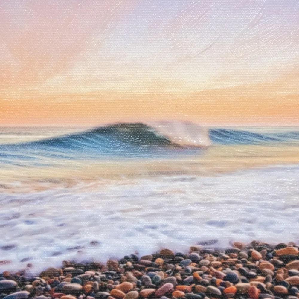 This is a printed color photograph of a seascape on canvas out of an edition of 10. Its dimensions are 10x10x2. It comes in a black frame. A certificate of authenticity will follow its delivery.

Printed on canvas, the artist has captured the