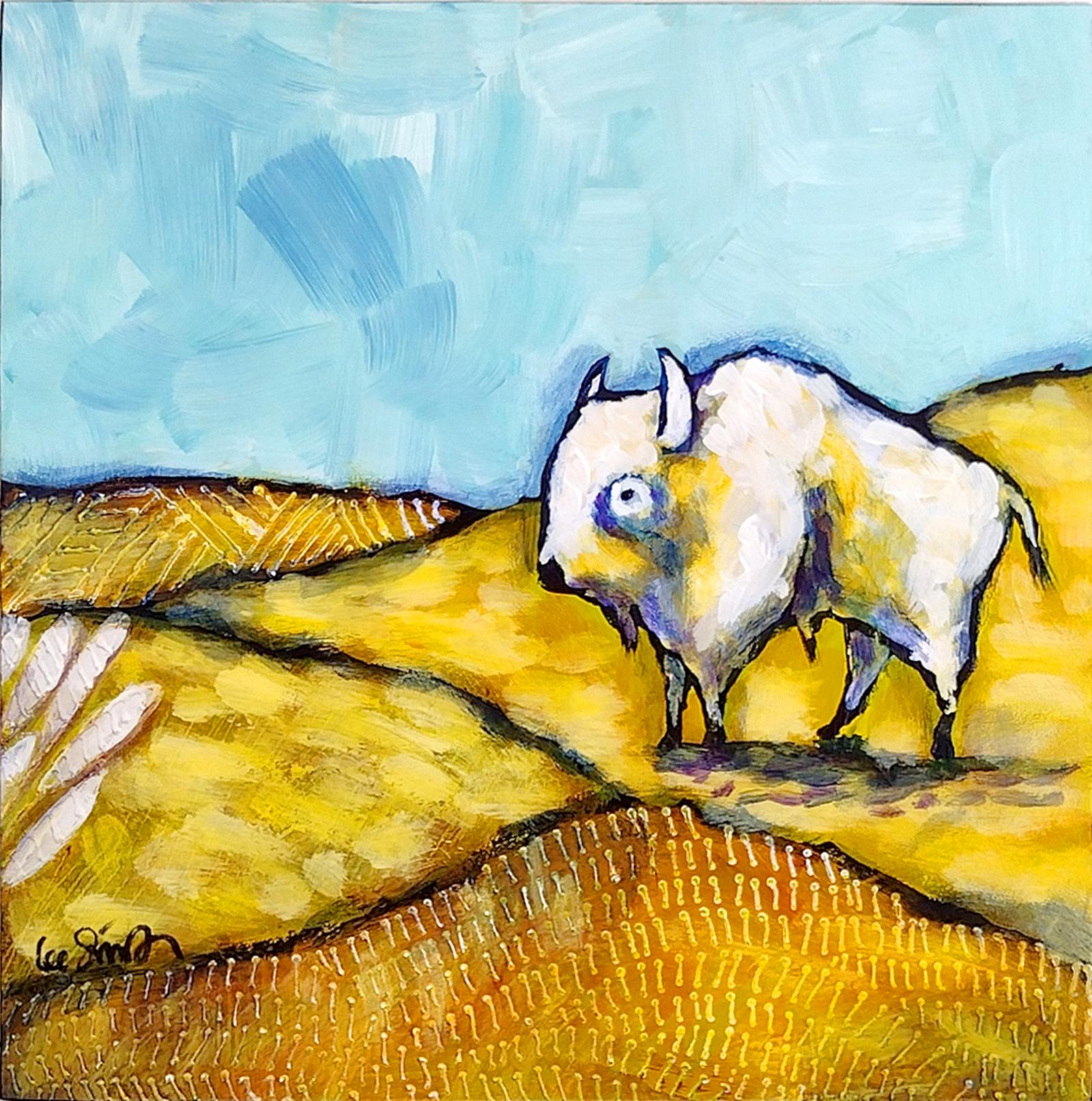 The White Buffalo, Original Painting - Mixed Media Art by Lee Smith