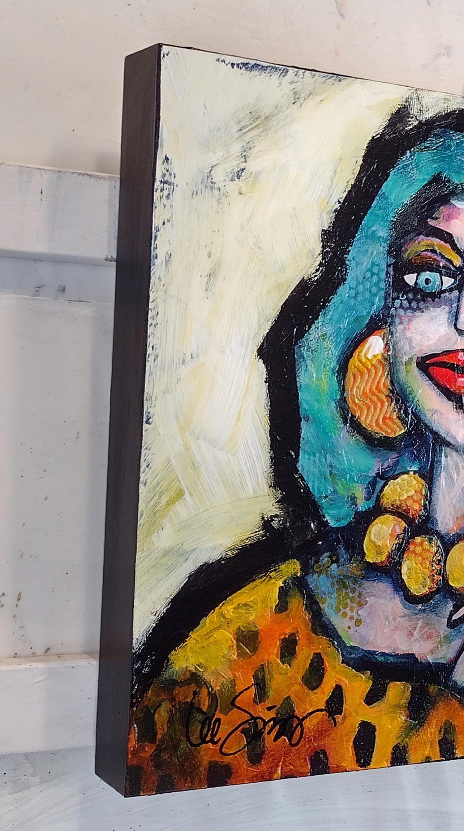 Carmen, Originalgemälde (Art brut), Mixed Media Art, von Lee Smith