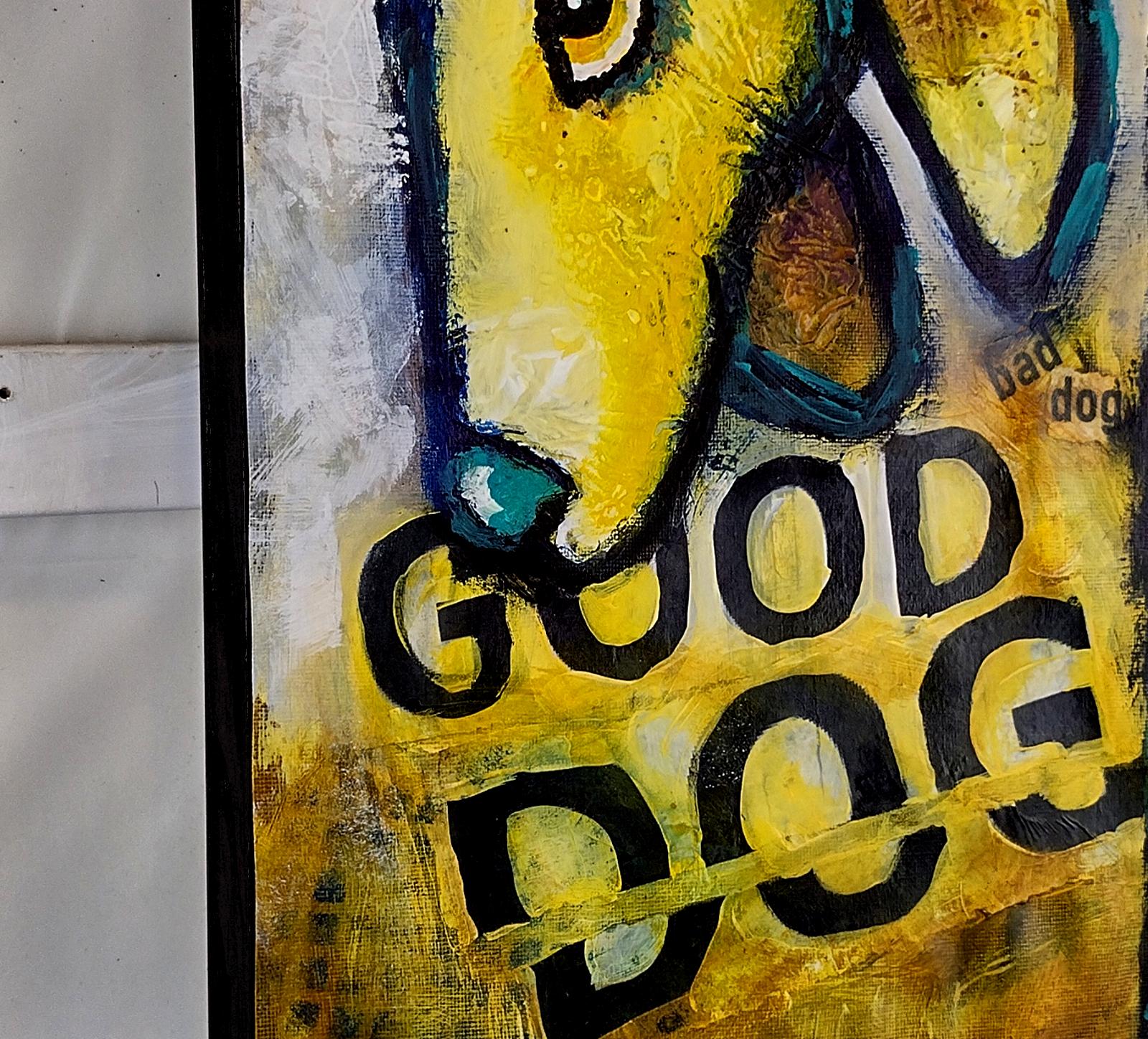 Good Dog Bad Dog, Original Painting - Outsider Art Mixed Media Art by Lee Smith