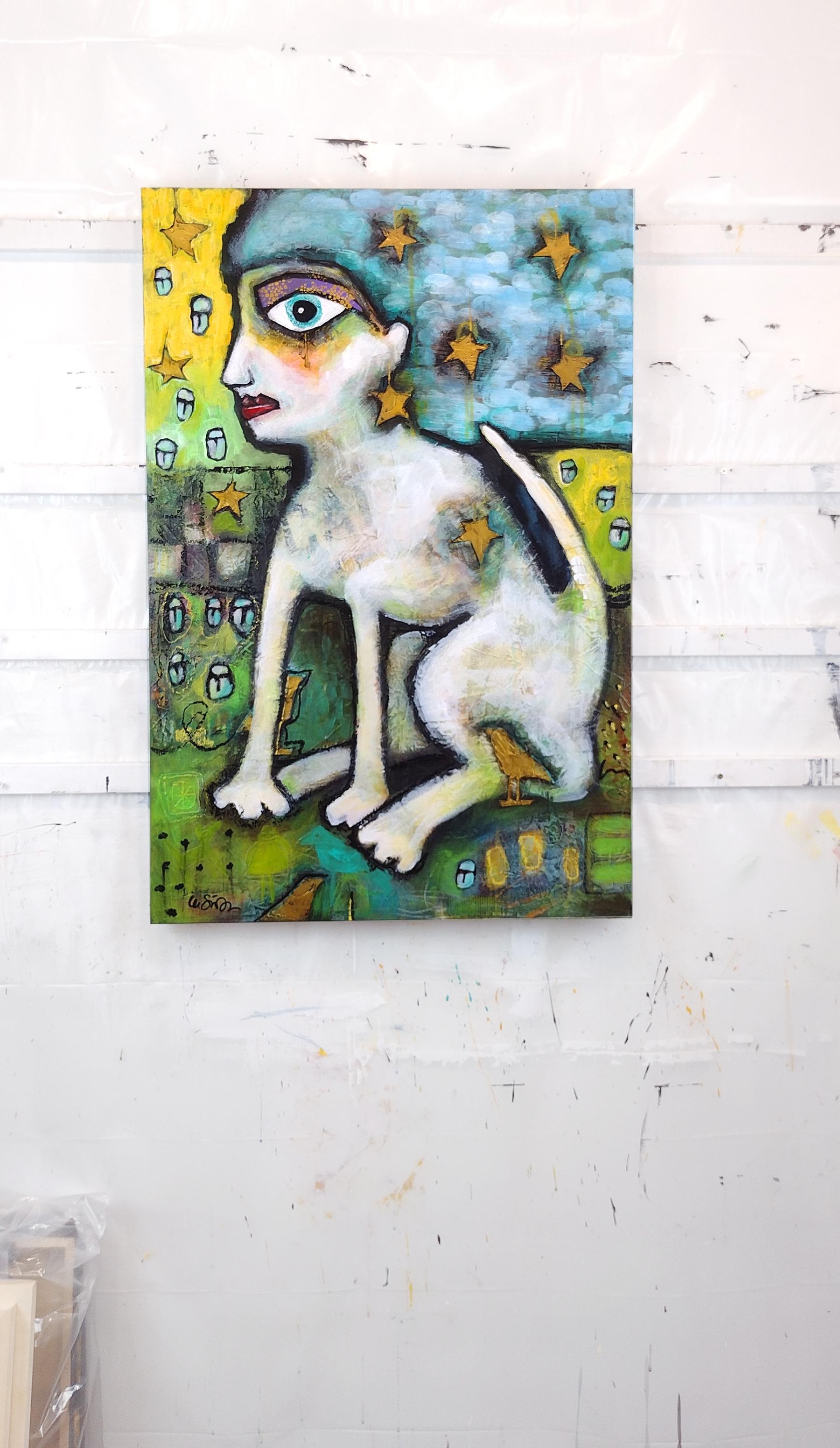 <p>Artist Comments<br>Artist Lee Smith offers an anthropomorphic cat woman that blurs the lines between human, animal, reality, and fantasy. The piece evokes a positive, uplifting, and deeply contemplative mood. The stunning portrait of the lady