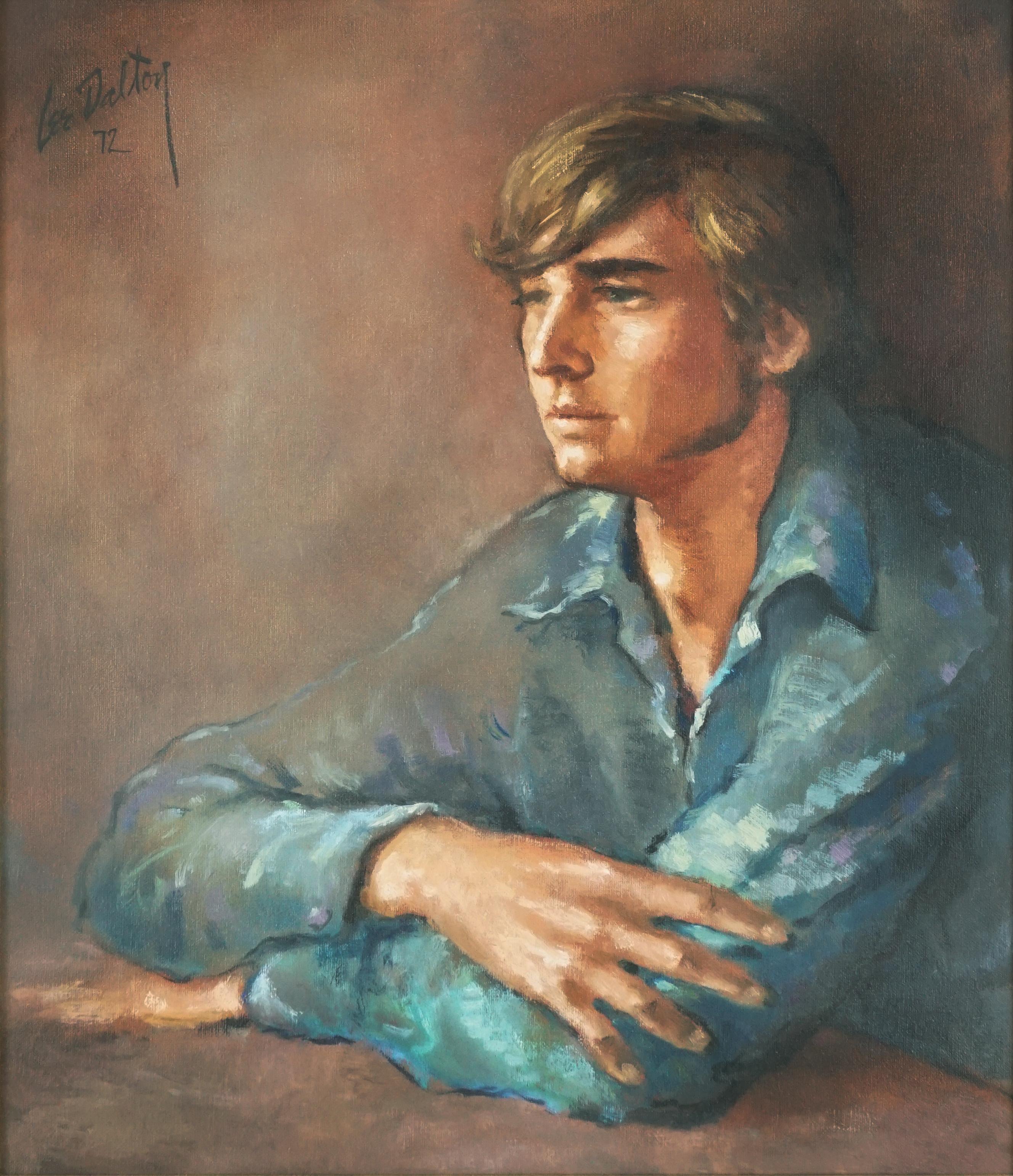 Portrait of Man in Blue - Painting by Lee T. Dalton