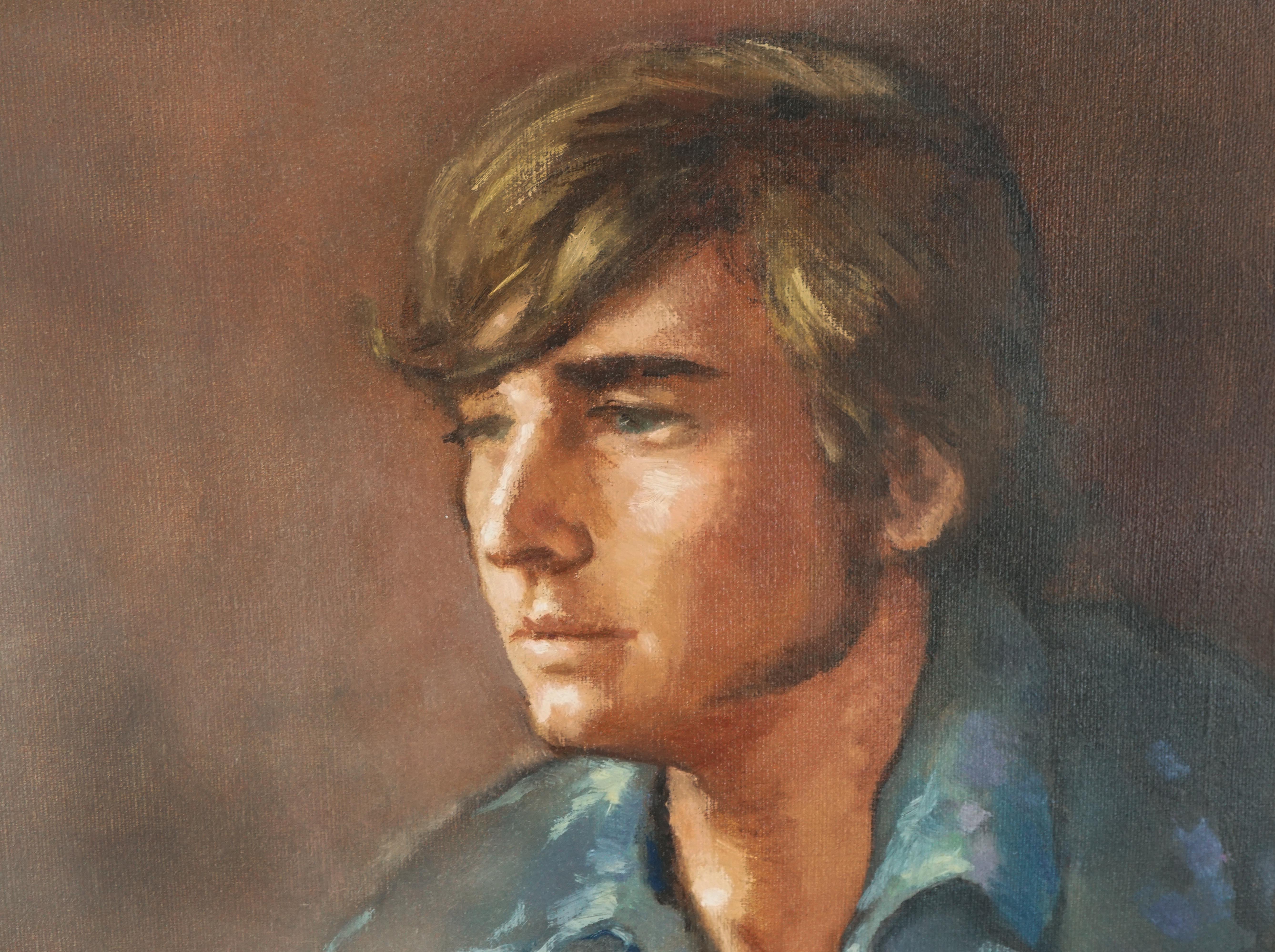 Ritratto di uomo in blu - Painting Impressionismo americano di Lee T. Dalton