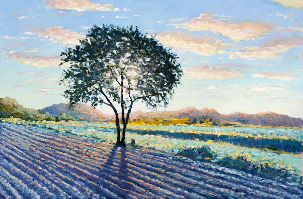 Lee Tiller Landscape Painting - Dawn Frost, impressionistic art, landscape art, affordable art