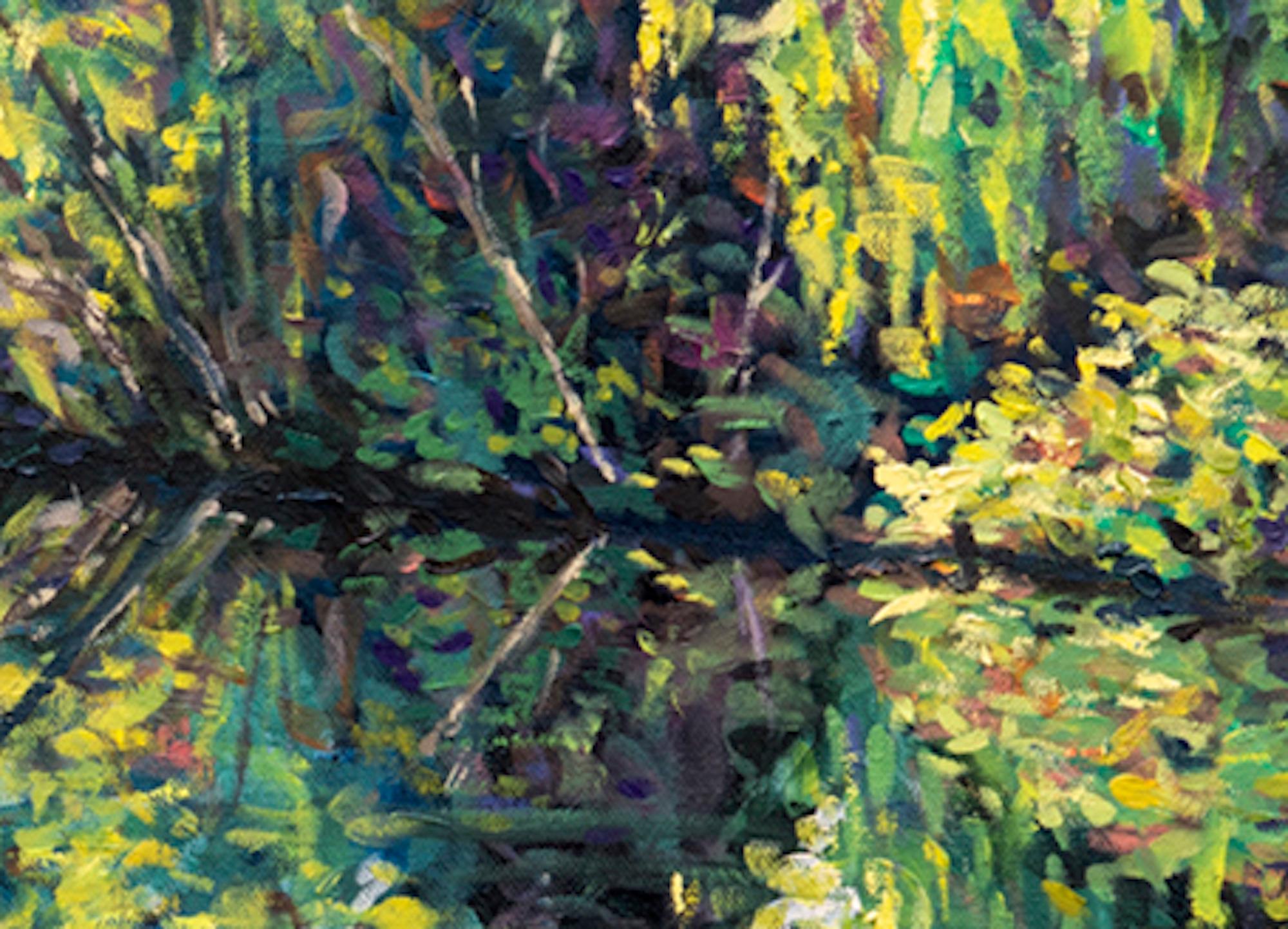 Libélulas y damiselas, Lee Tiller, Paisaje realista original Pintura al agua en venta 4