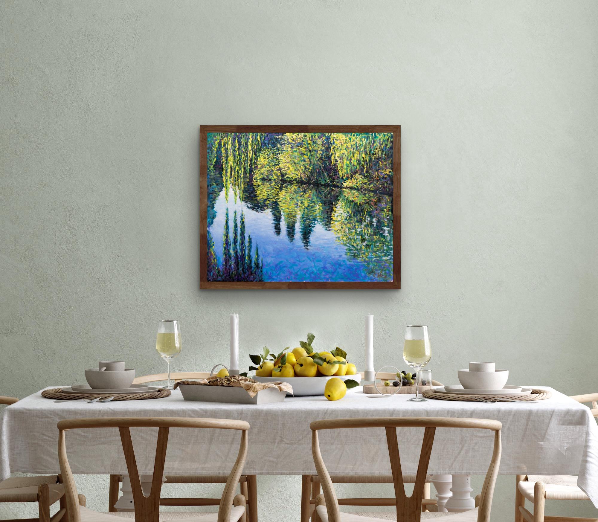 Libélulas y damiselas, Lee Tiller, Paisaje realista original Pintura al agua en venta 7