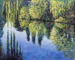 Lee Tiller, Peinture d'eau réaliste originale représentant des libellules et des cascades