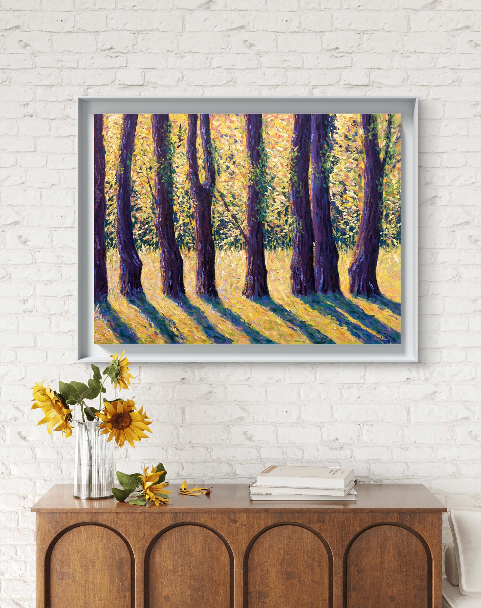 September sunlight, original painting, landscape, contemporary - Painting by Lee Tiller