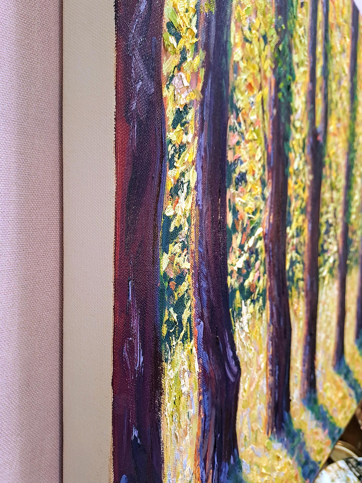 September sunlight, original painting, landscape, contemporary - Contemporary Painting by Lee Tiller