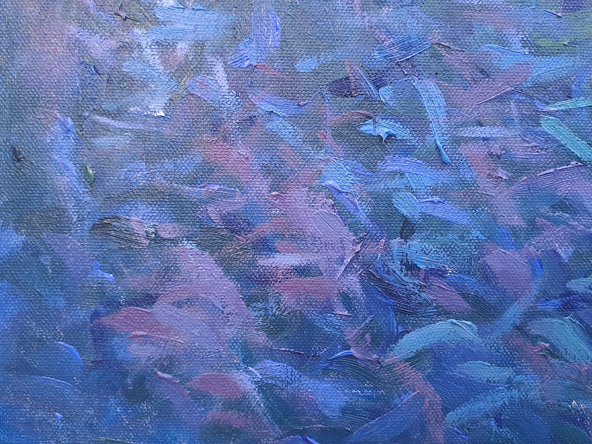 Silence de l'été Sérénité, peinture originale, contemporaine, paysage - Gris Landscape Painting par Lee Tiller