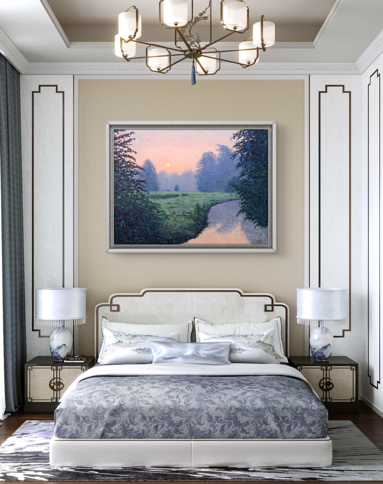 Silence de l'été Sérénité, peinture originale, contemporaine, paysage en vente 1