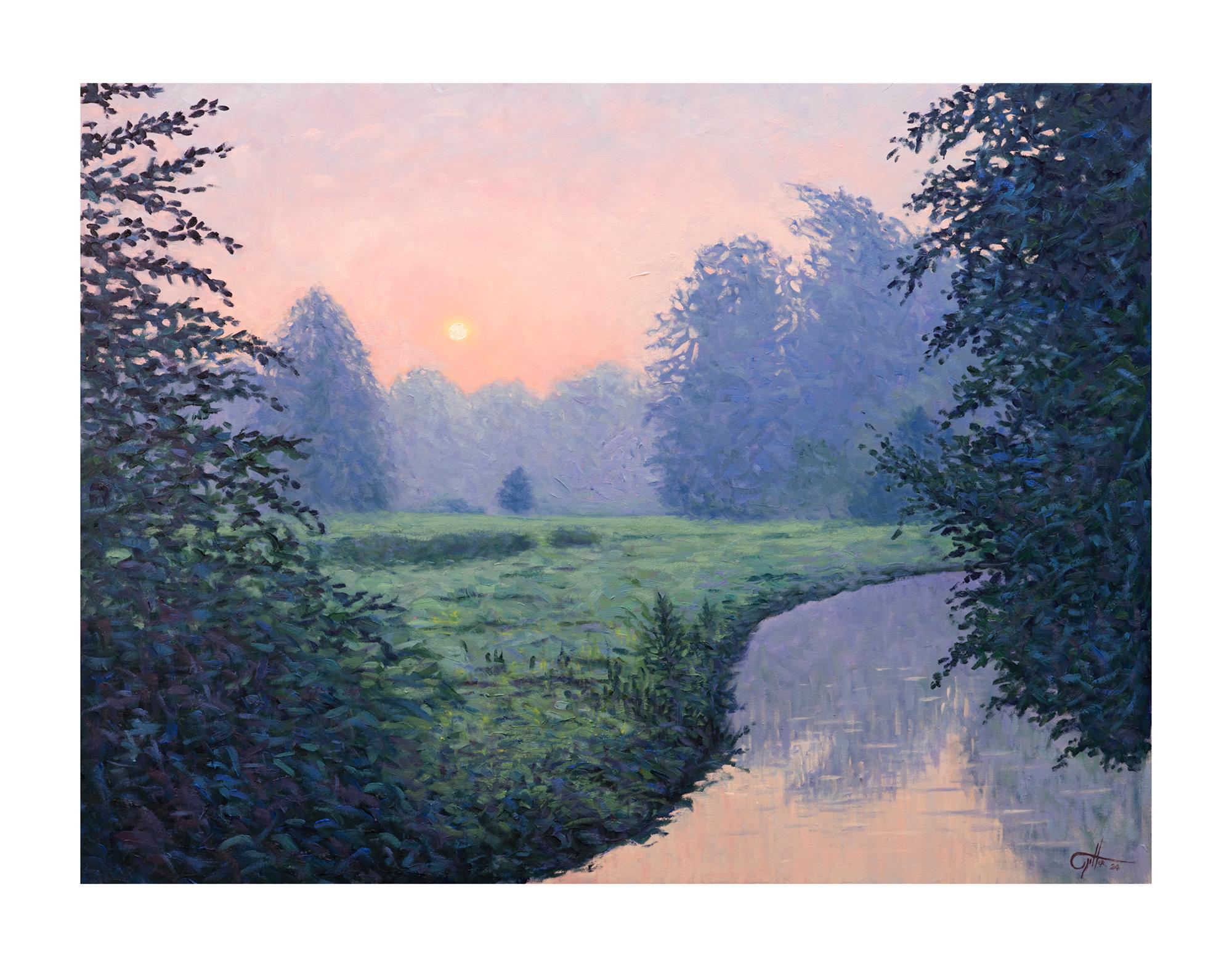 Silence de l'été Sérénité, peinture originale, contemporaine, paysage en vente 3