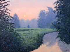 Silenzio della serenità estiva, quadro originale, contemporaneo, paesaggio