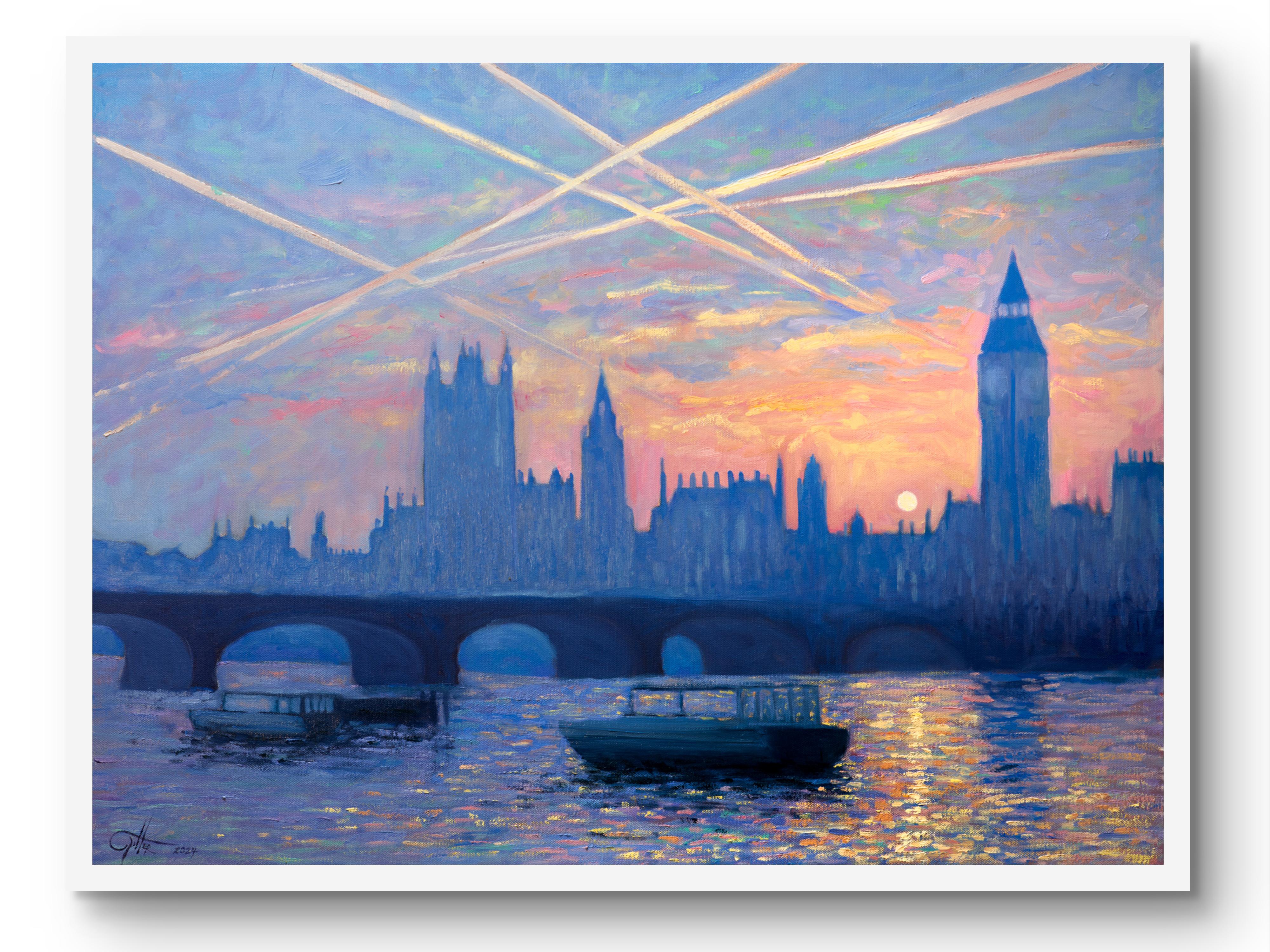 Skylines, pintura original, contemporáneo, paisaje en venta 3