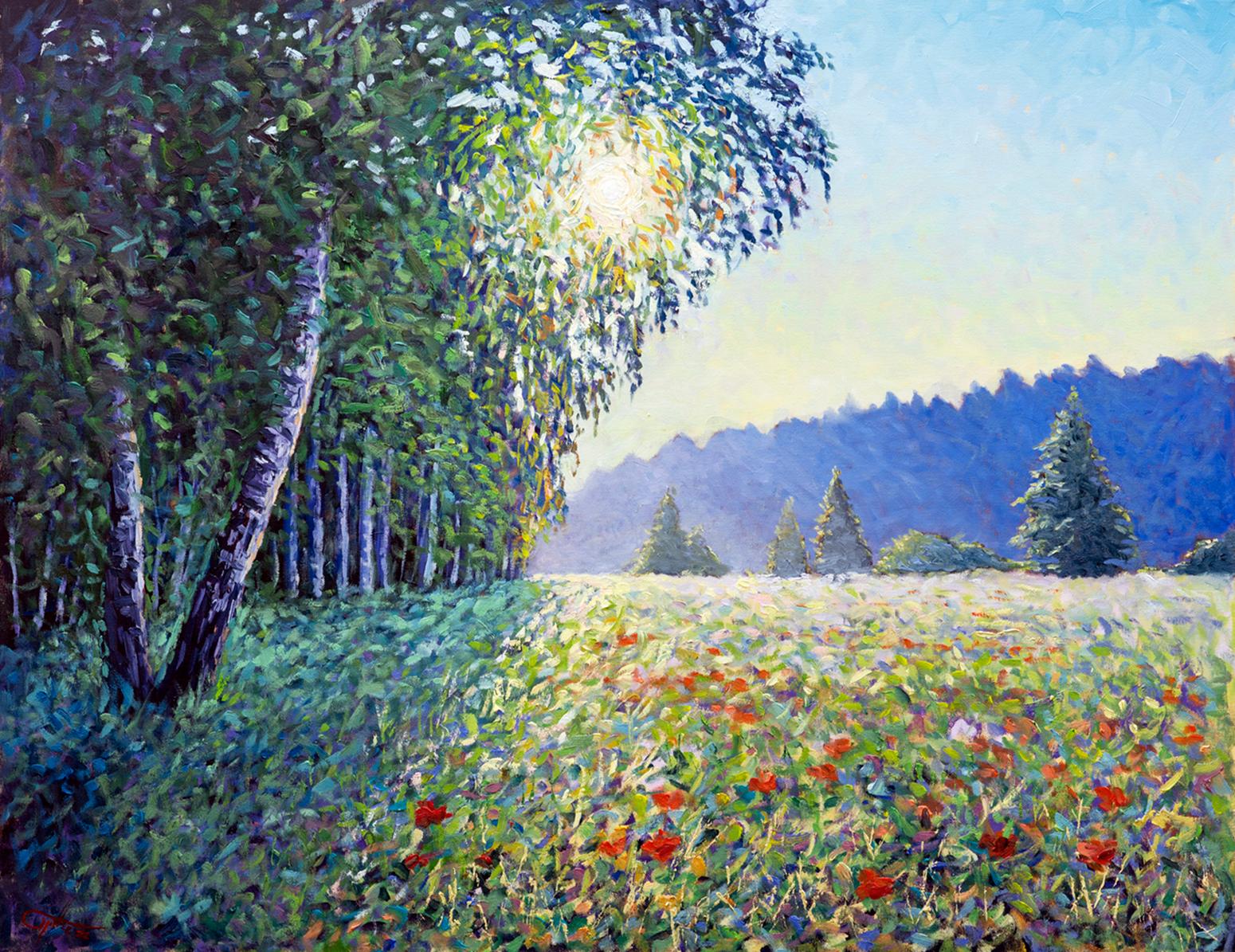 Lee Tiller Landscape Painting – Song's of Summer's Morn, Original-Landschaftsgemälde, impressionistisches Kunstwerk