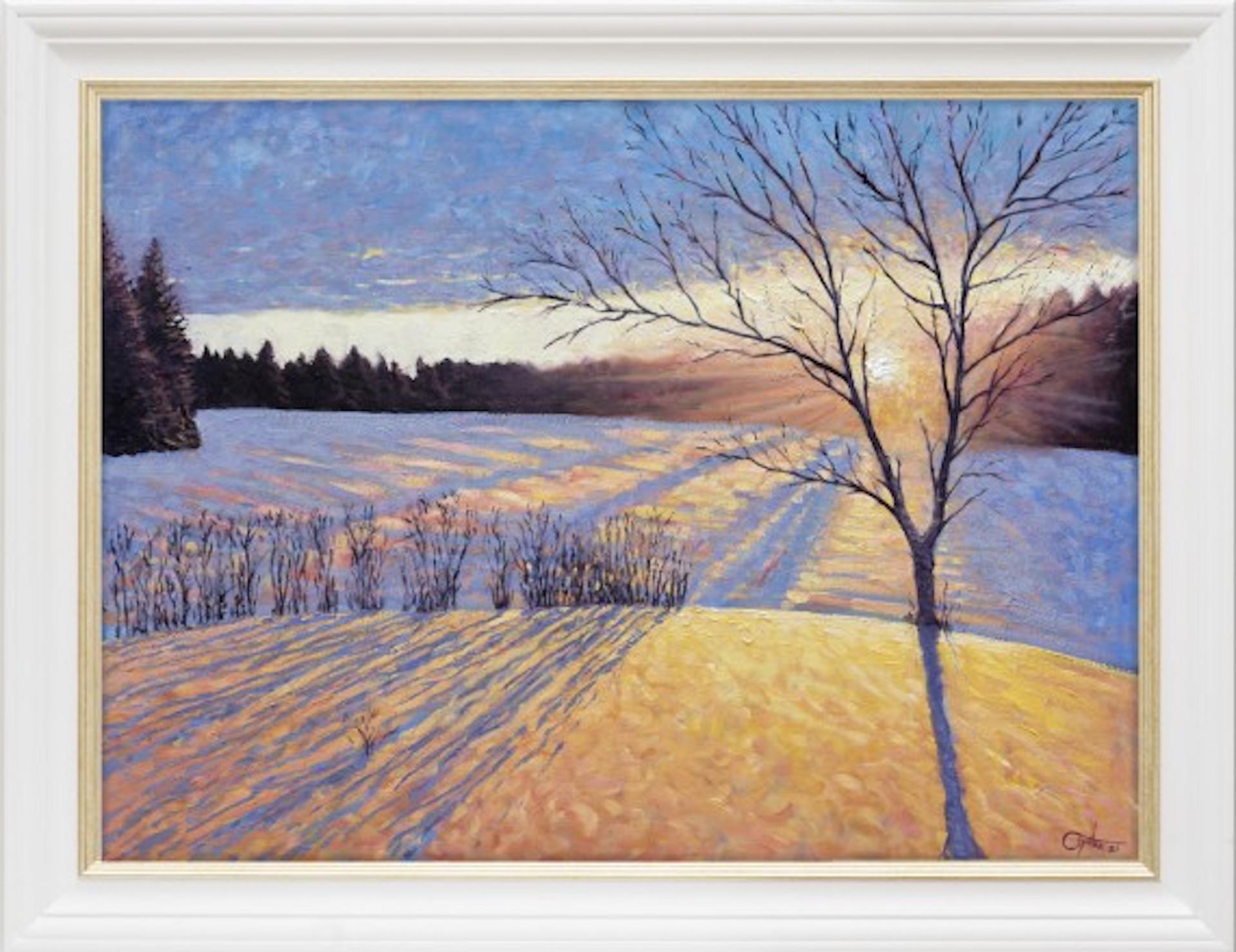 Sunburst Finish (Snow Effect), Lee Tiller, Original Landscape Snow Painting For Sale 2