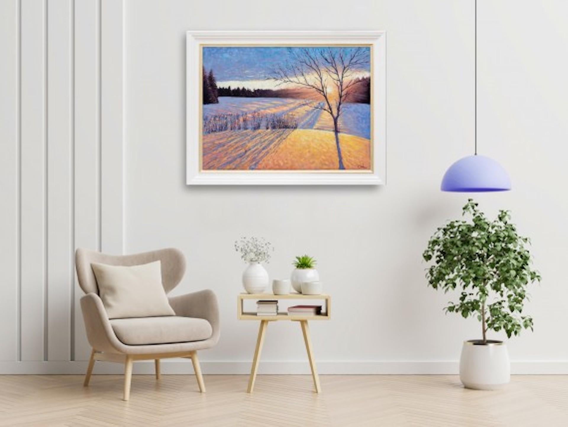 Sunburst Finish (Snow Effect), Lee Tiller, Original Landscape Snow Painting For Sale 4