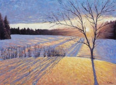 Finition Sunburst (effet de neige), Lee Tiller, peinture originale de paysage en forme de neige