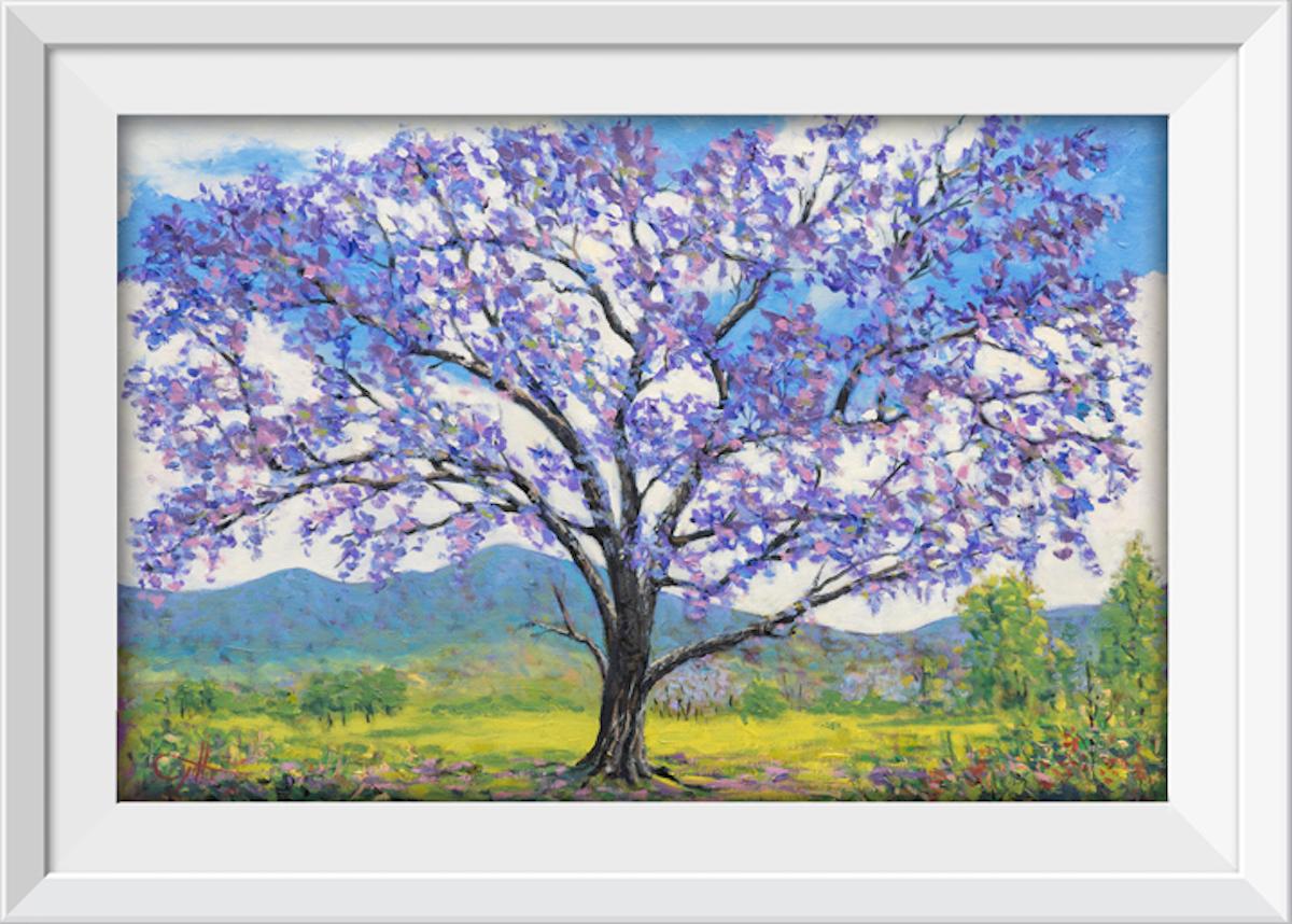 original
Oil on stretched canvas
Image size: H:40 cm x W:60 cm
Complete Size of Unframed Work: H:40 cm x W:60 cm x D:1.8cm
Sold Unframed
Please note that insitu images are purely an indication of how a piece may look

The Tree Poem series has been