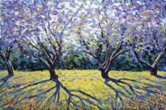 Tree Poem 22, Lee Tiller, Original Purple Floral Tree Painting, Affordable Art