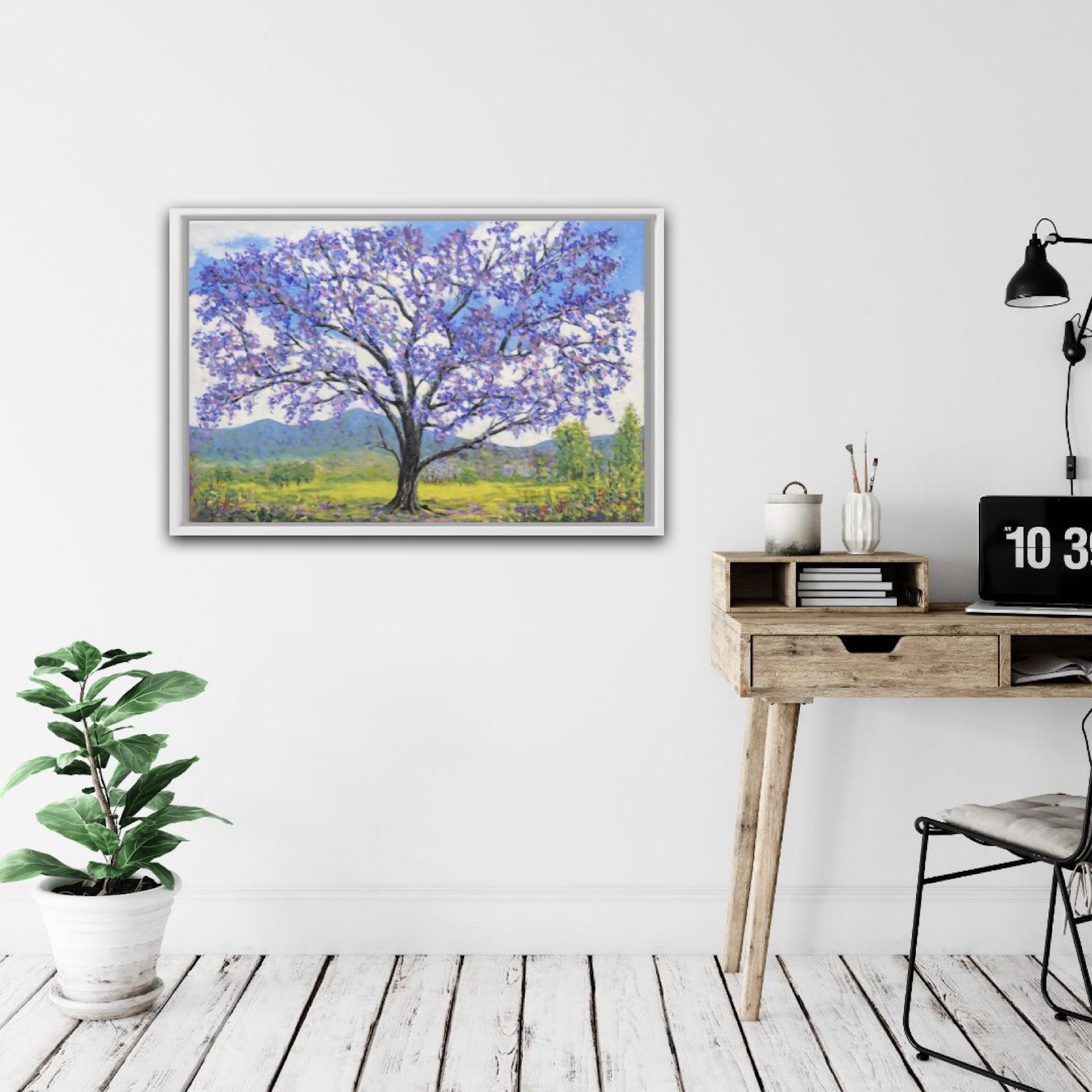 Poème d'arbre 23, Lee Tiller, peinture originale d'un paysage d'arbre à fleurs violettes en vente 3