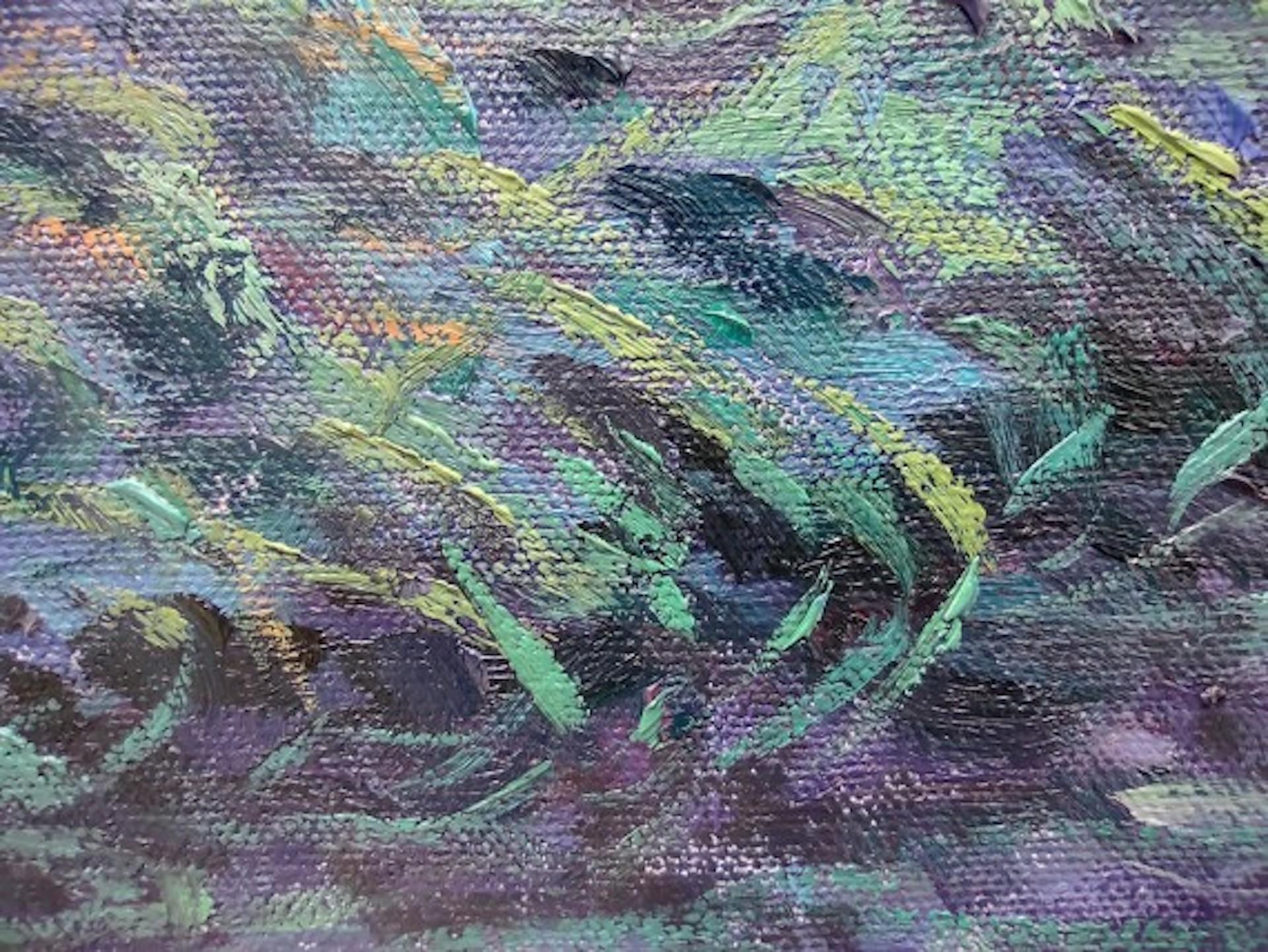 Crepúsculo en el Támesis, Lee Tiller, Pintura al óleo original de paisaje fluvial en venta 2