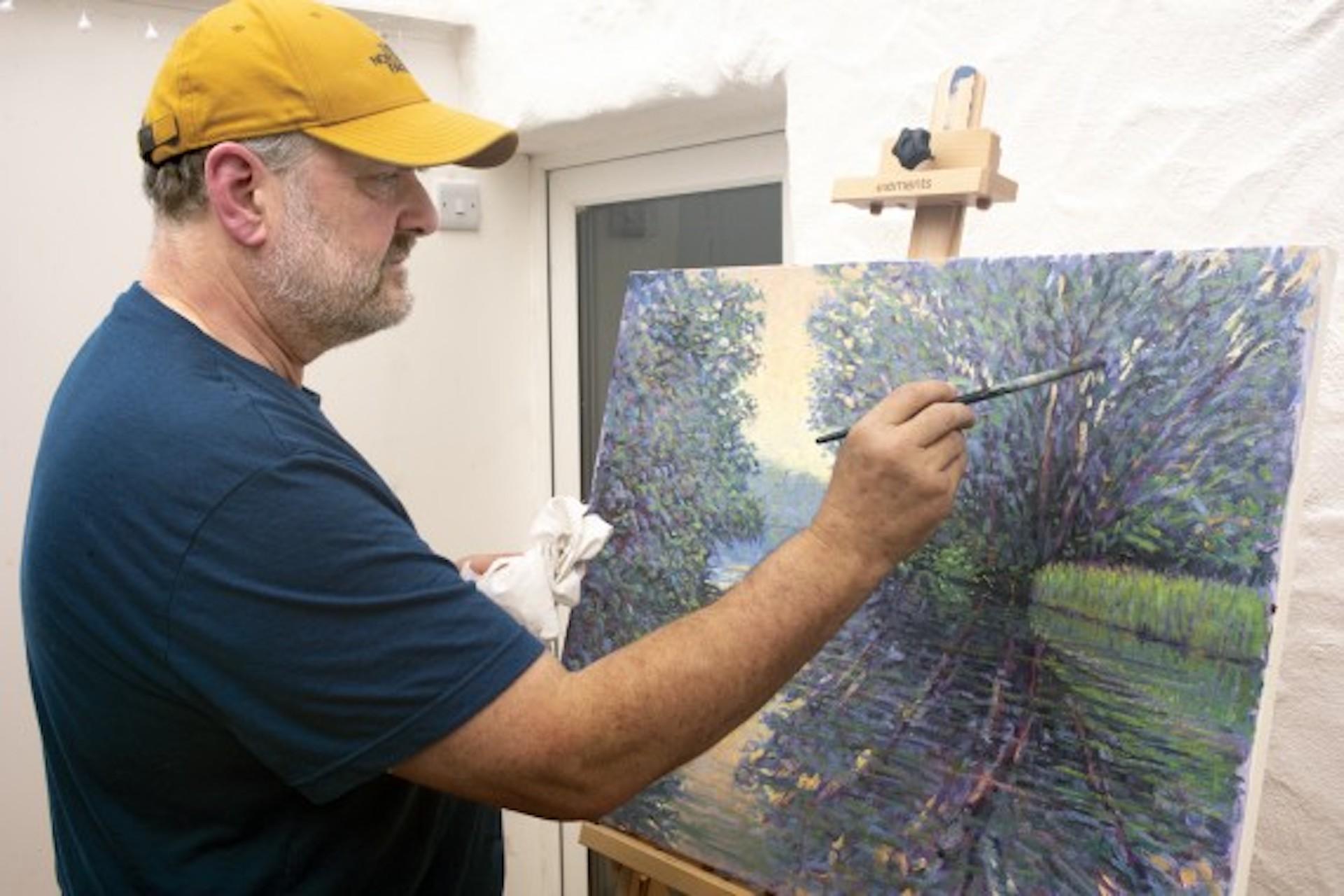 Crepúsculo en el Támesis, Lee Tiller, Pintura al óleo original de paisaje fluvial en venta 7