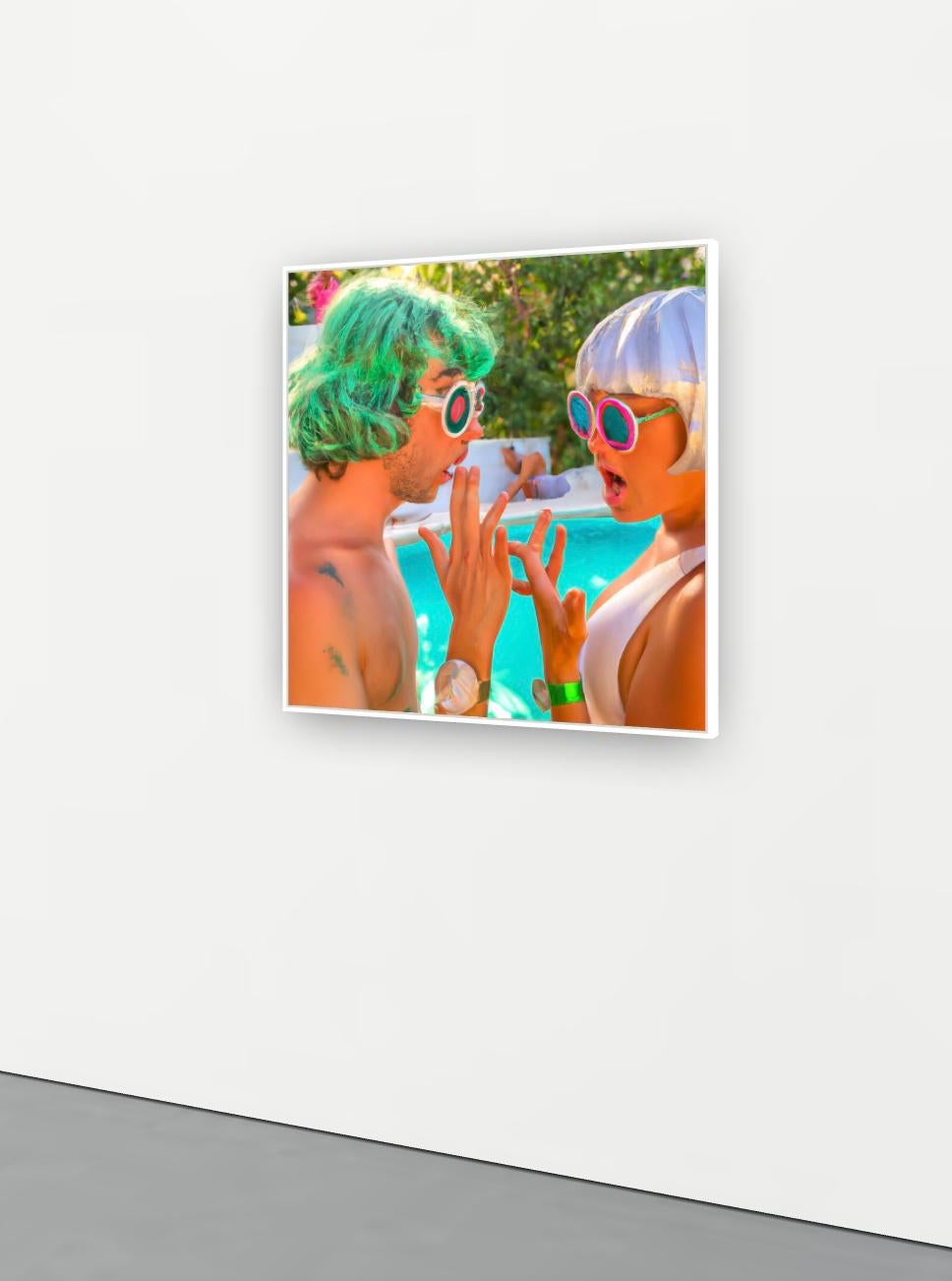 Poolside Party #18 (Naiades Series 1)
The Infinite Conversation after Maurice Blanchet
2023
Archival pigment on canvas
150 x 150 cm / 59 x 59 inches
Signed, titled and dated on verso 
Edition of 1

Lee Wells (b.1971) is a conceptual artist whose
