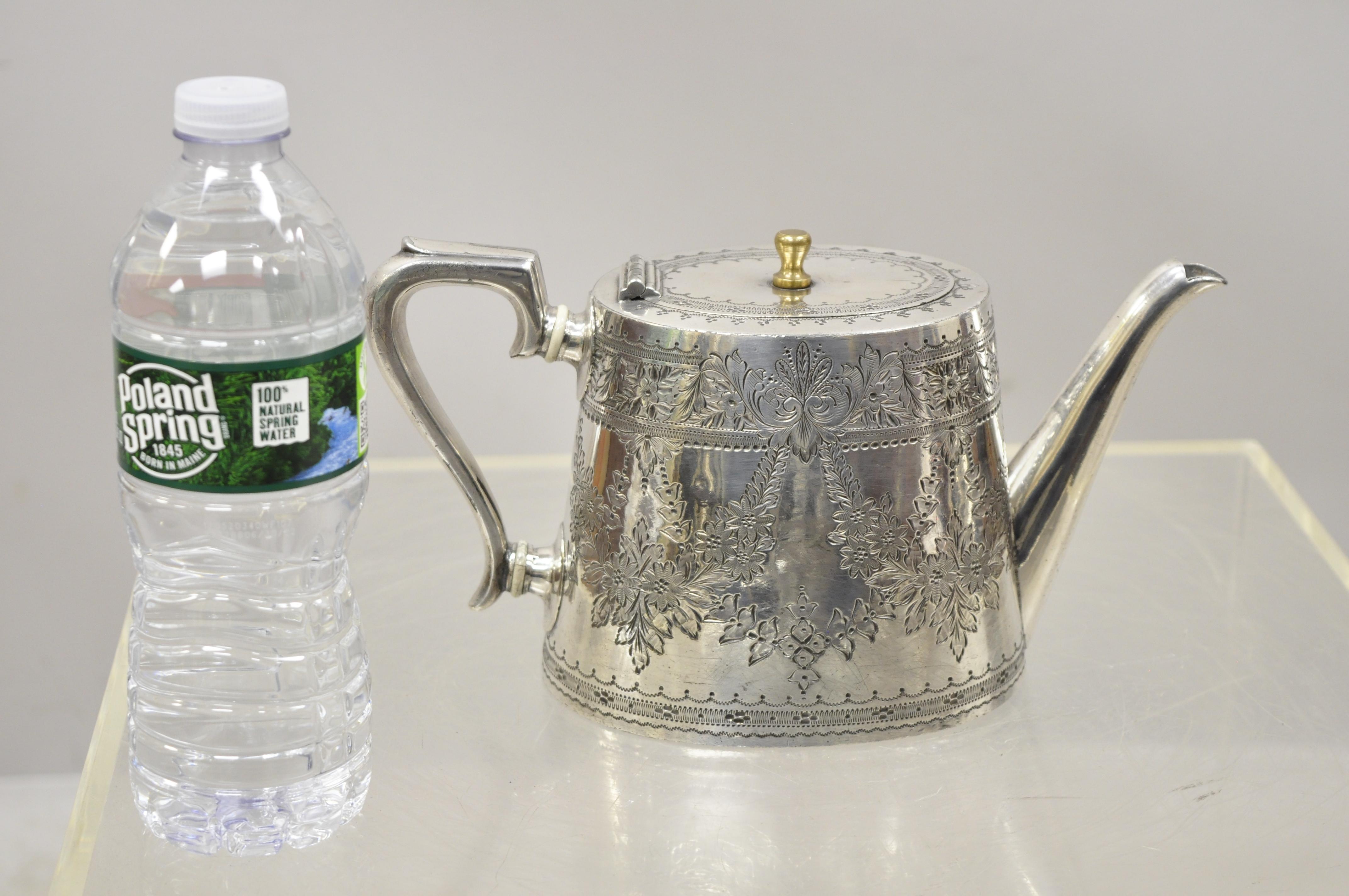 Lee & Wigfield Sheffield English Edwardian Victorian Silver Plate Teapot 'C' 4