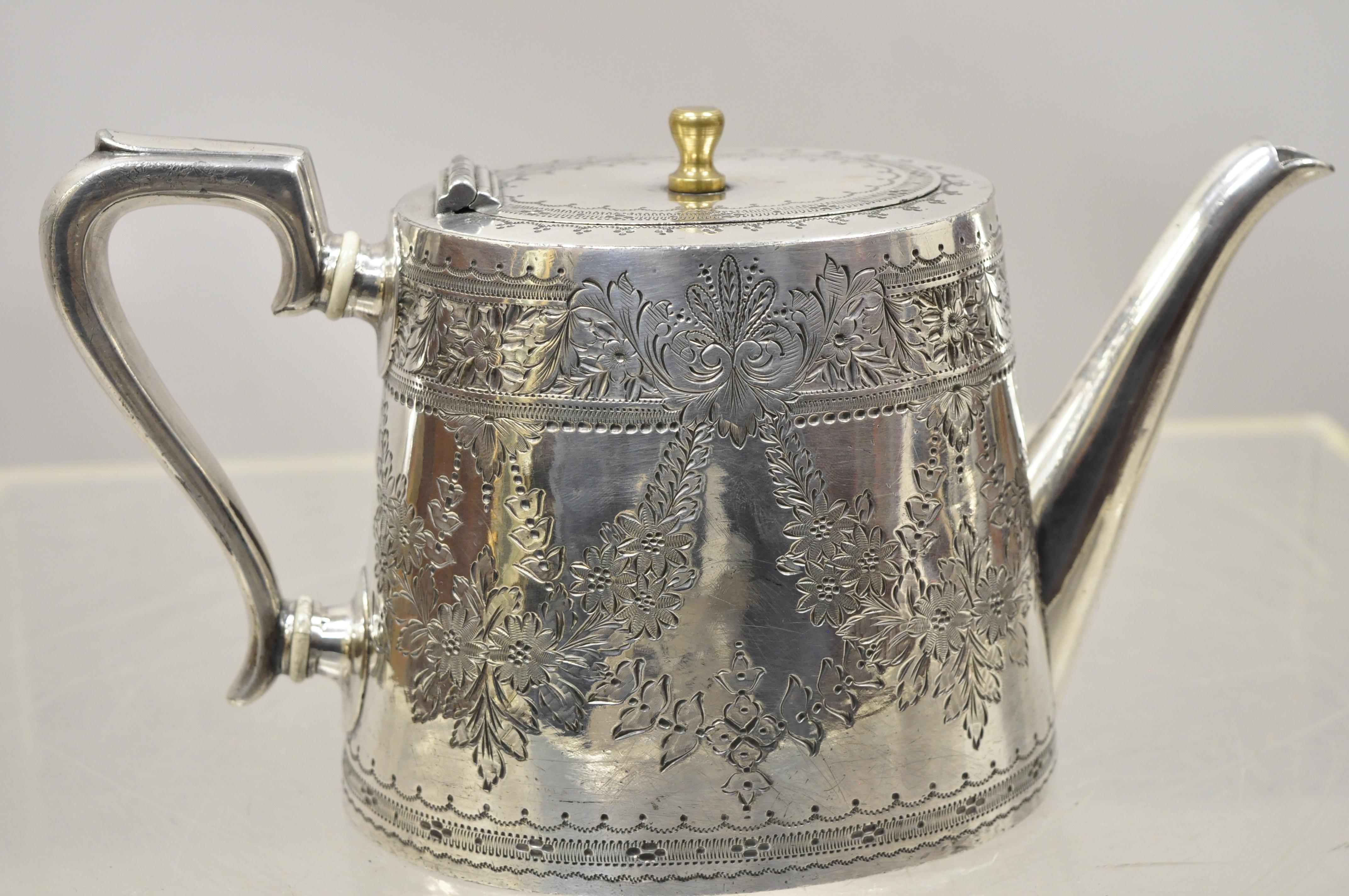 Lee & Wigfield Sheffield English Edwardian Victorian Silver Plate Teapot 'C' 5