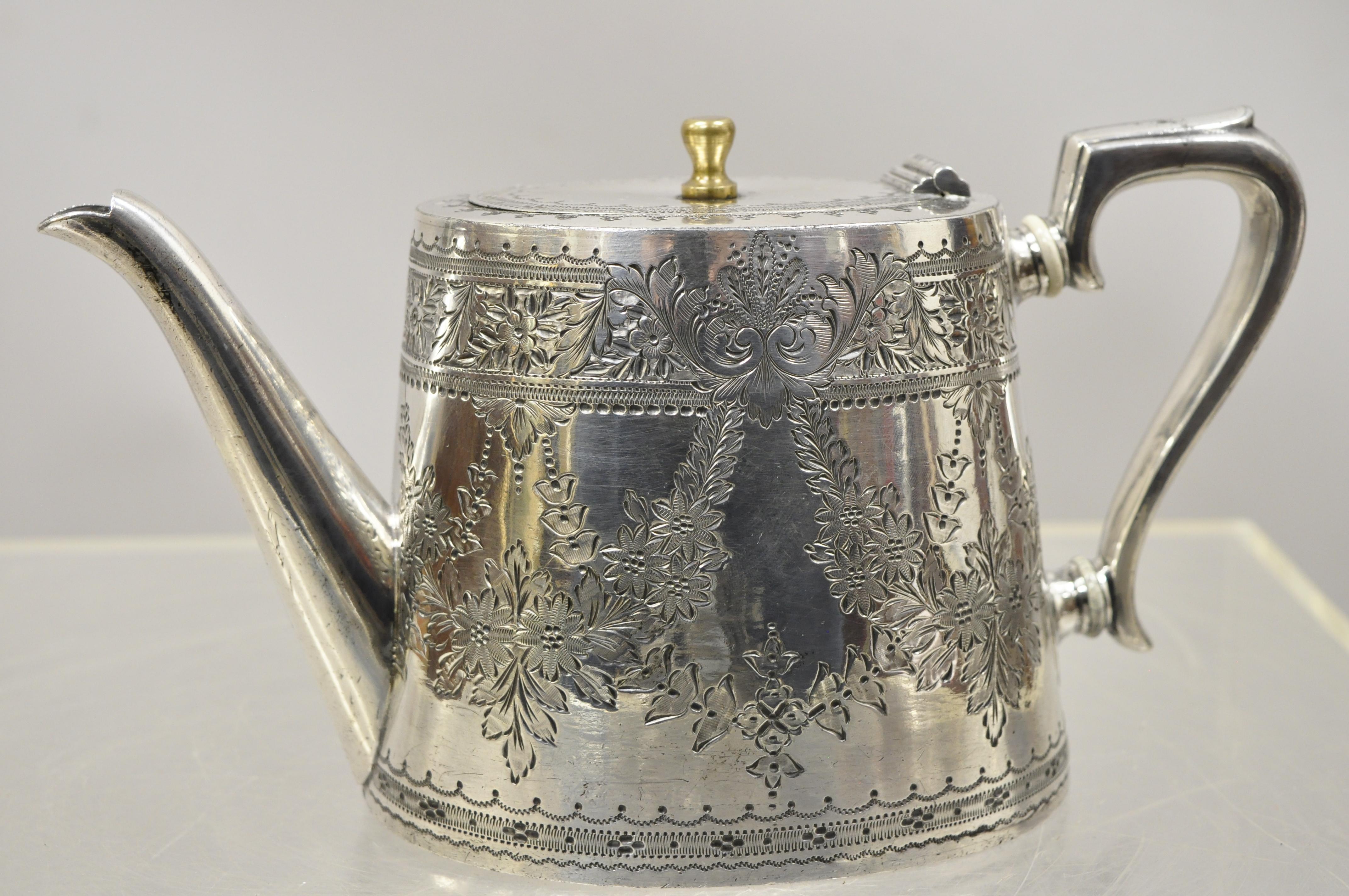 Lee & Wigfield Sheffield English Edwardian Victorian Silver Plate Teapot 'C' 2