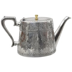 Antique Lee & Wigfield Sheffield English Edwardian Victorian Silver Plate Teapot 'C'