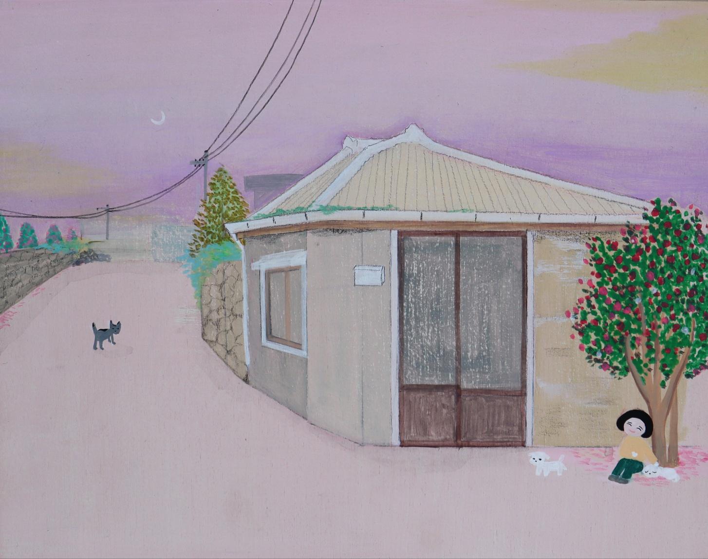 Acrylic on wooden panel 

Lee Yu Min is a Korean artist born in 1987 who lives and works in Daejeon, South Korea. She is specialized in Korean painting, completing her doctoral studies in the field. Her work is grounded in Eastern philosophy,