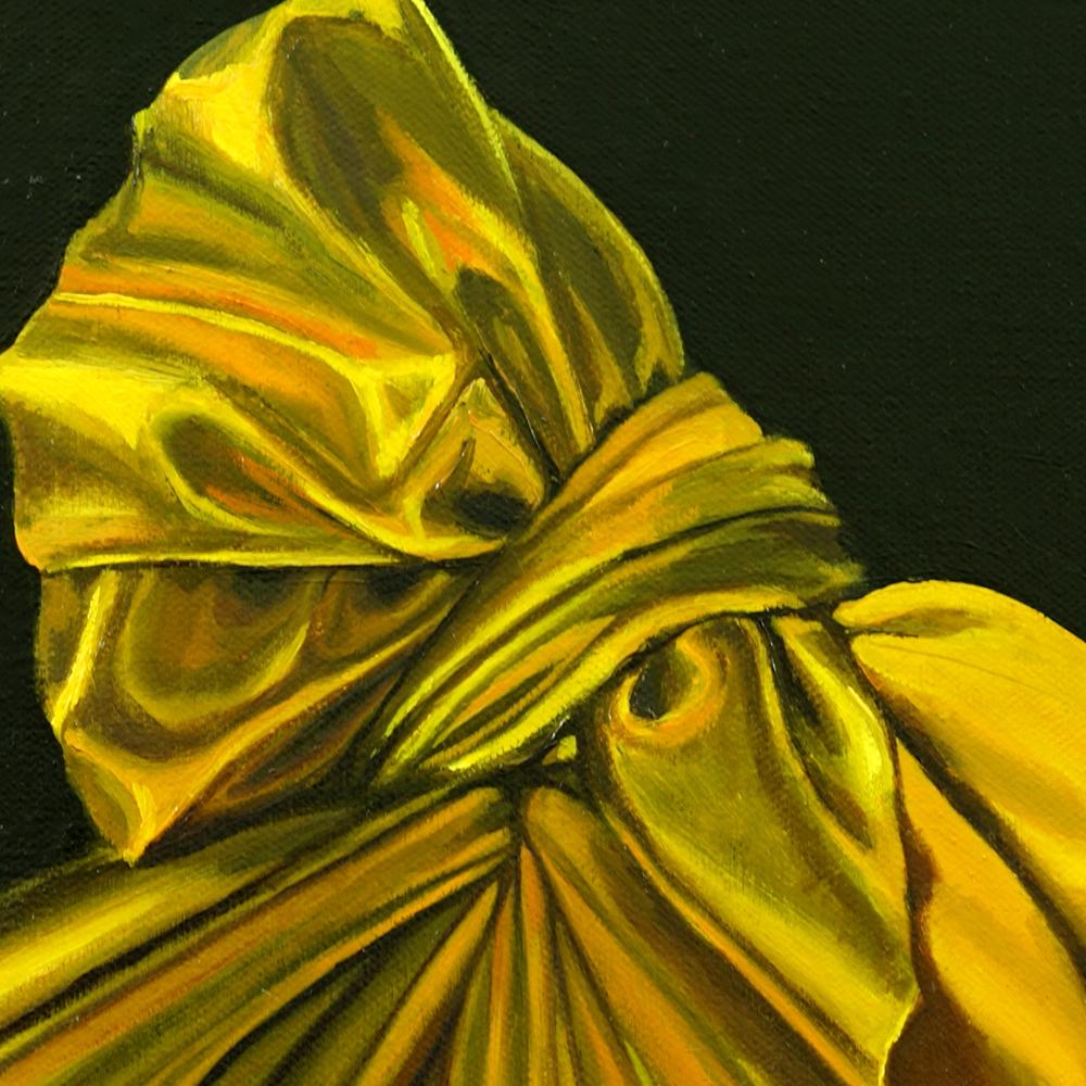 Korean-American painter Leeah Joo’s work is inspired by the enigmatic and hidden. In her illusionist paintings, she teases our predisposition to probe and uncover. Intriguing parcels in her Pojagi series are enveloped by a lavish, traditional Korean