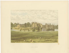 Leeds Castle, Kent, Antique Morris Woodblock Print, circa 1870