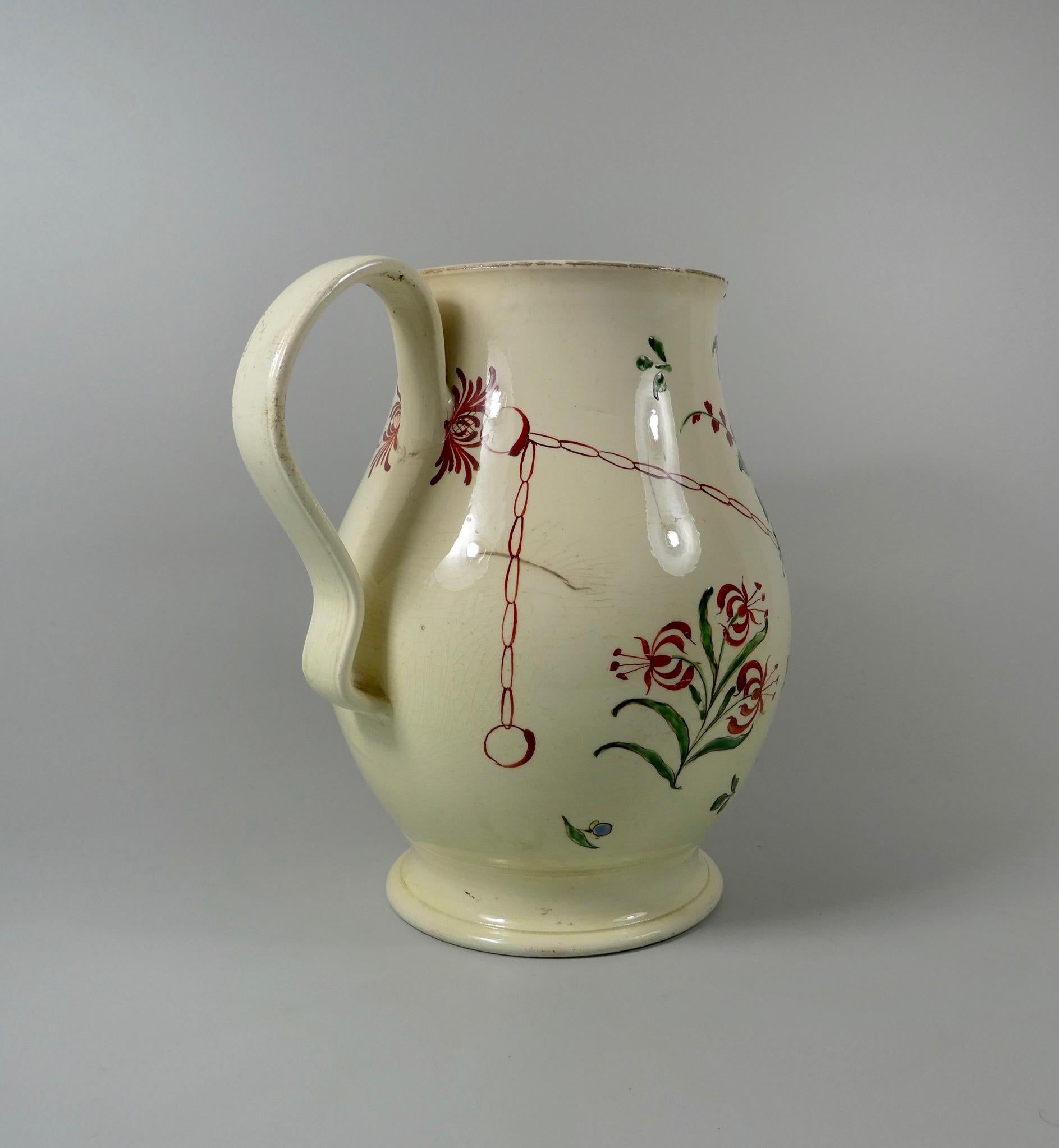 Georgian Leeds creamware jug, John Pickford, 1773.