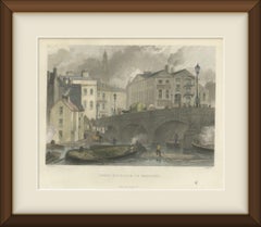 Leeds, Entrance to Briggate, Yorkshire, Hand Coloured Engraving, circa 1849