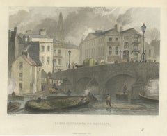 Leeds, Entrance to Briggate, Yorkshire, Hand Coloured Engraving, circa 1849