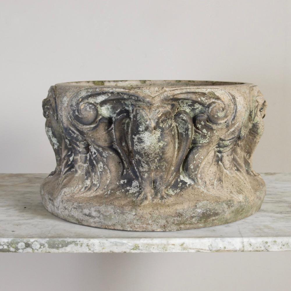 A wonderful early 20th century terracotta birdbath, depicting owls, by the Leeds Fireclay Company, beautifully weathered and in excellent condition.

The Leeds Firm of Wilcox and Co, producers of Burmantofts Faience Art Pottery and Architectural