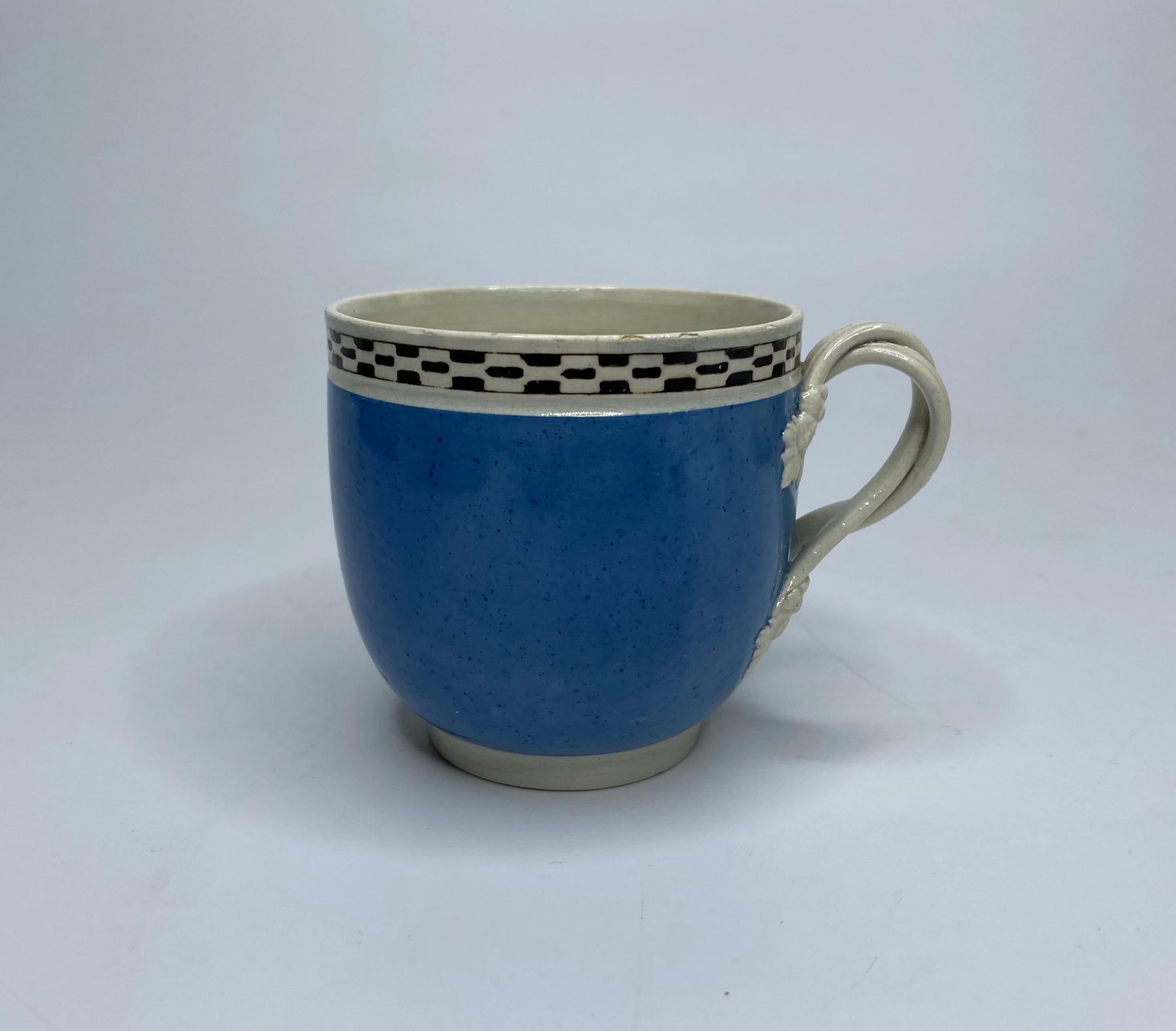Pearlware Leeds Pottery banded cup and saucer, c. 1790. For Sale