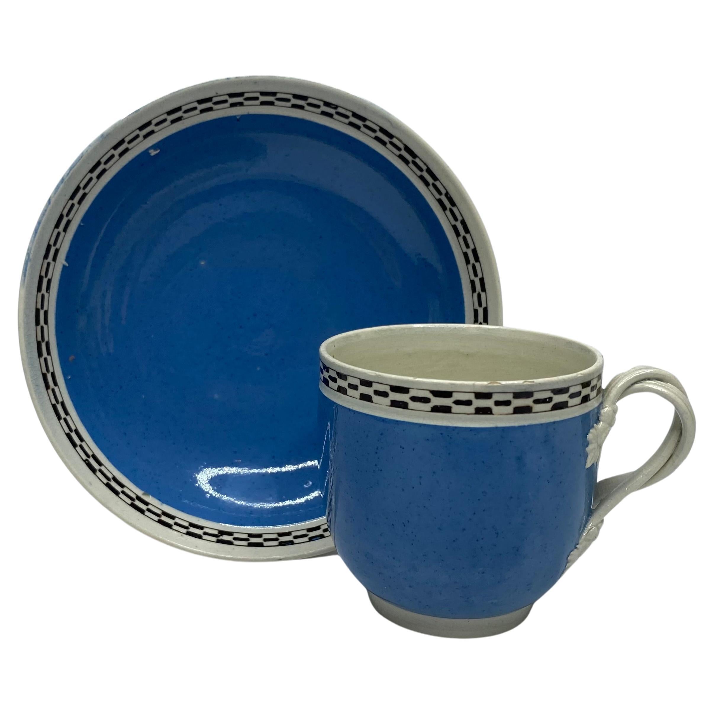 Leeds Pottery banded cup and saucer, c. 1790. For Sale