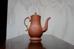 Leeds Red Ware Coffee Pot, Rococo Sprigging, circa 1765