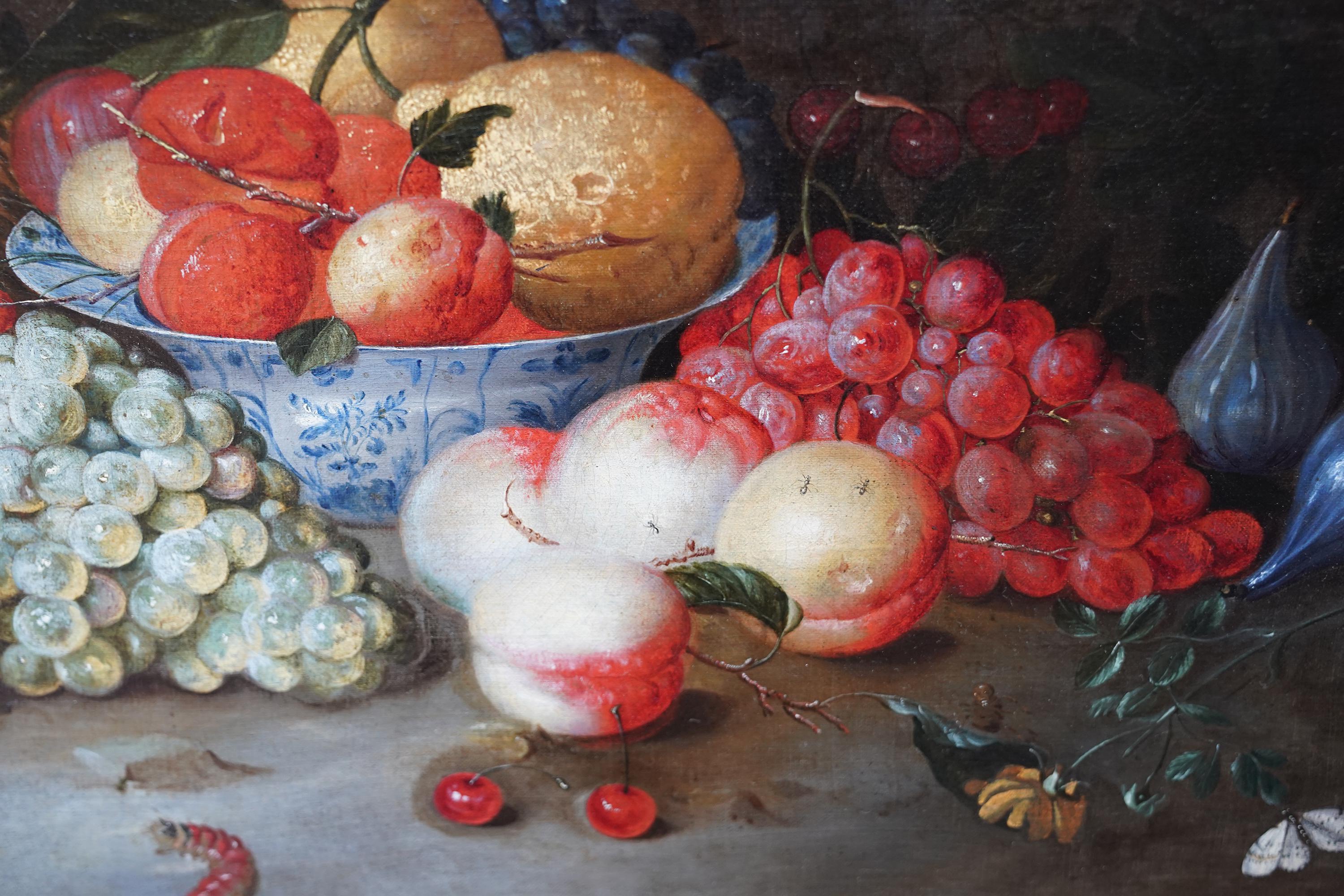 Naturaleza Muerta Arreglo - holandés Antiguo Maestro 17thC arte pintura al óleo fruta mariposa en venta 2